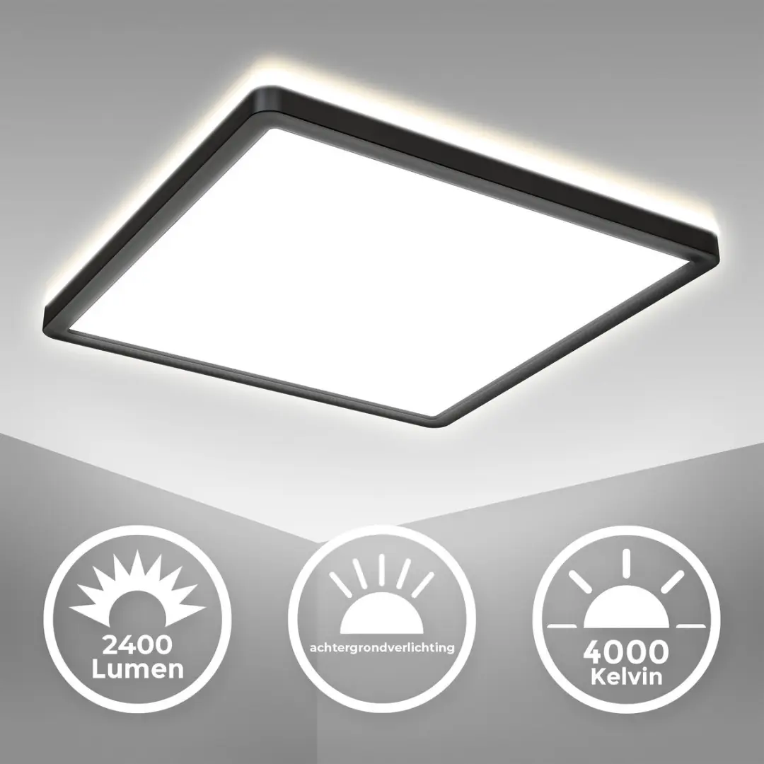 Briloner LED Plafondlamp 293x293mm - 4.000K - Zwart
