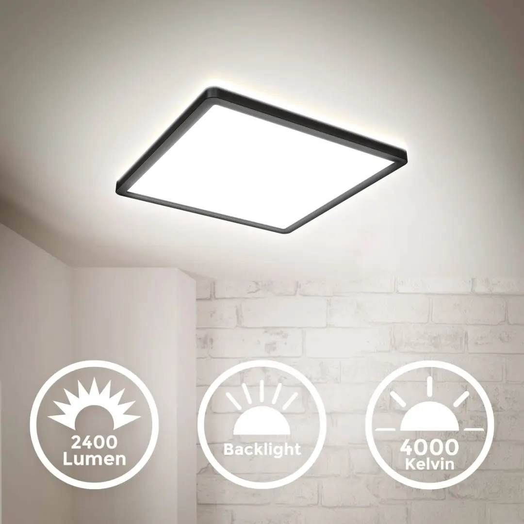 Briloner LED Plafondlamp 293x293mm - 4.000K - Zwart