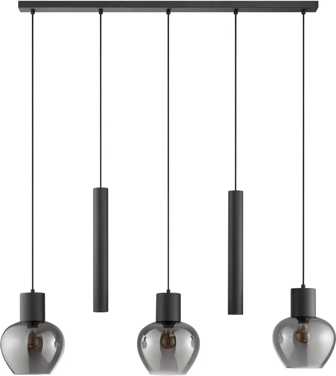 Brilliant Ligari Hanglamp 5-lichts 123cm - Zwart/Smoke