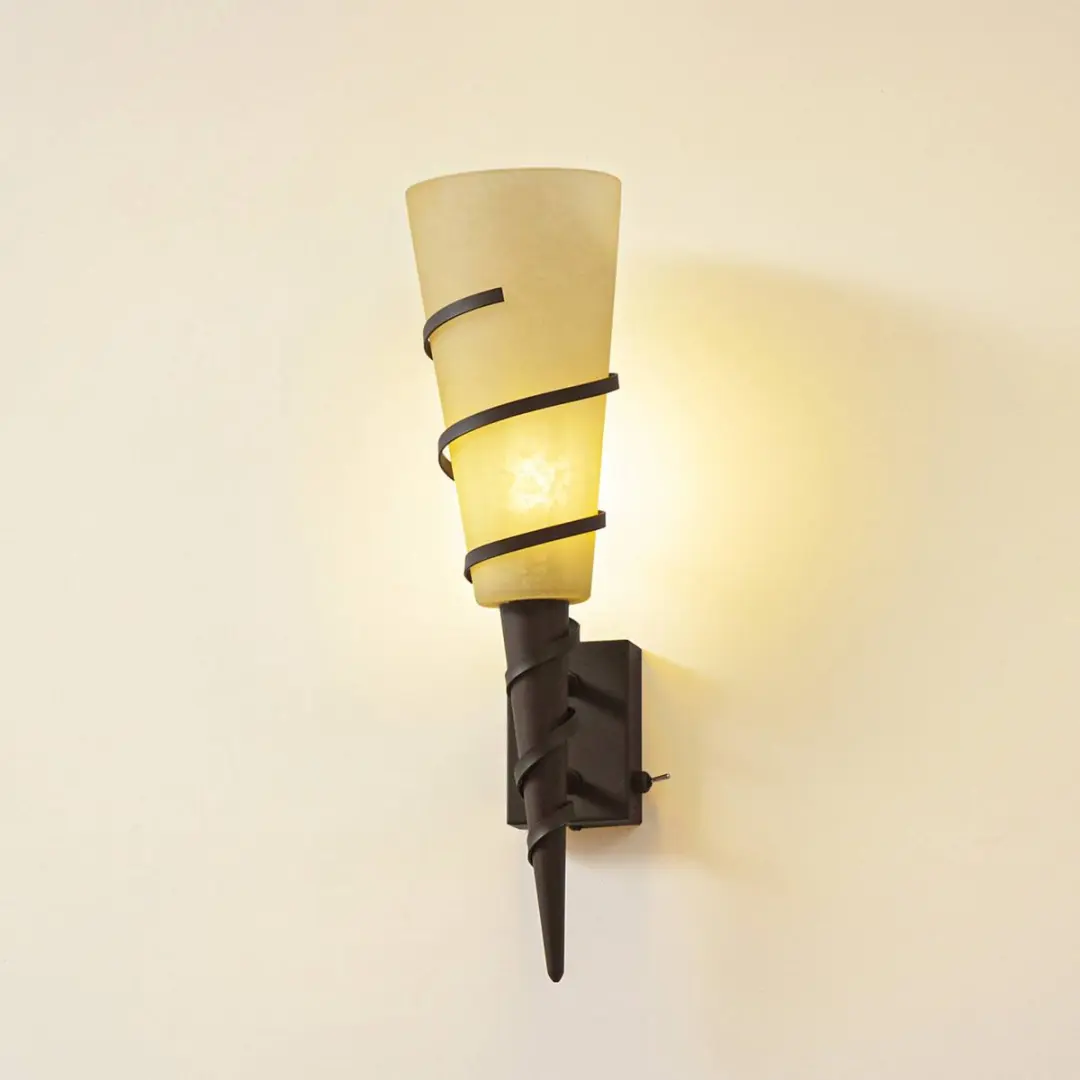 Lindby Wandlamp Metaal Glas 10W - Roest/Wit Gesatineerd