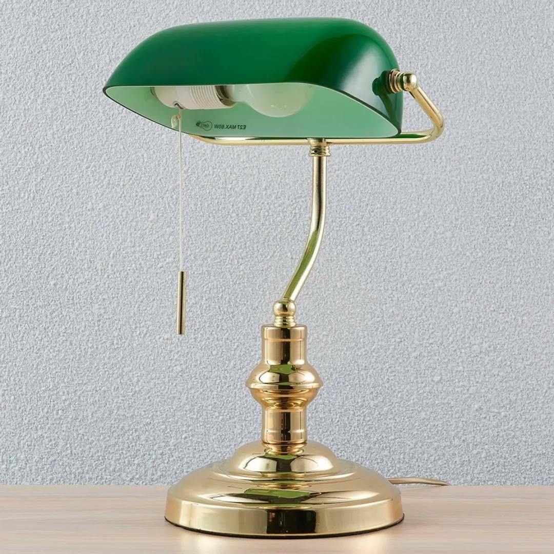 Lindby Bureaulamp Metaal Glas 39cm E27 Groene Kleur