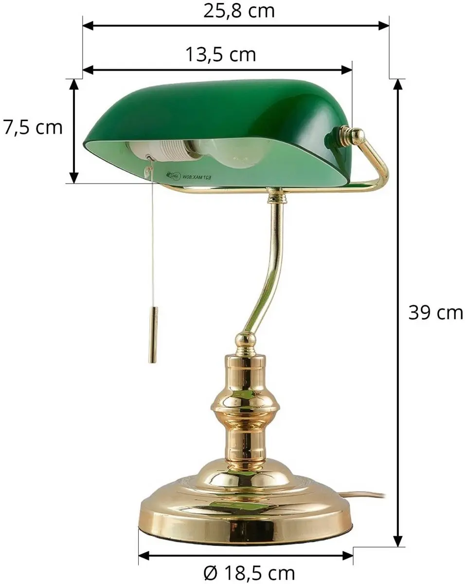 Lindby Bureaulamp Metaal Glas 39cm E27 Groene Kleur