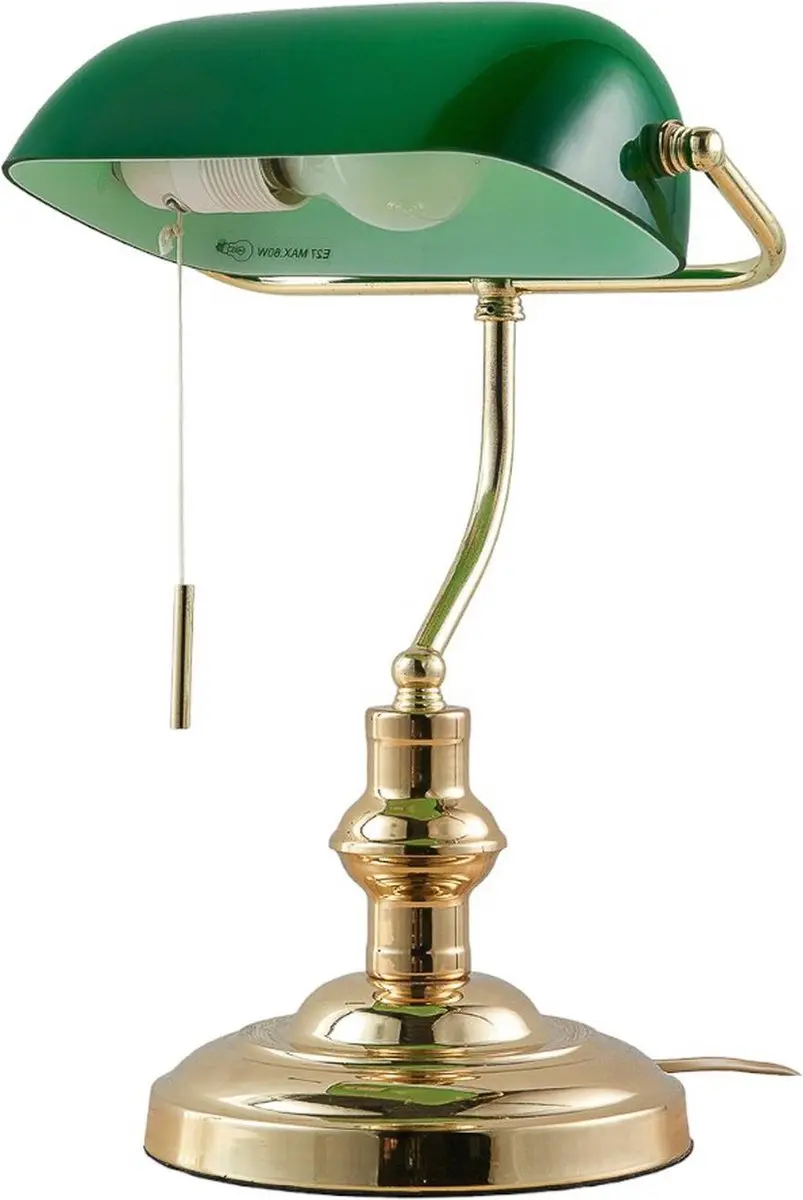 Lindby Bureaulamp Metaal Glas 39cm E27 Groene Kleur