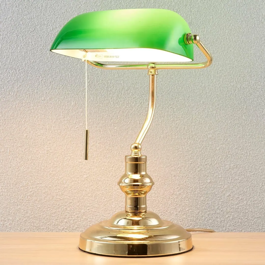 Lindby Bureaulamp Metaal Glas 39cm E27 Groene Kleur