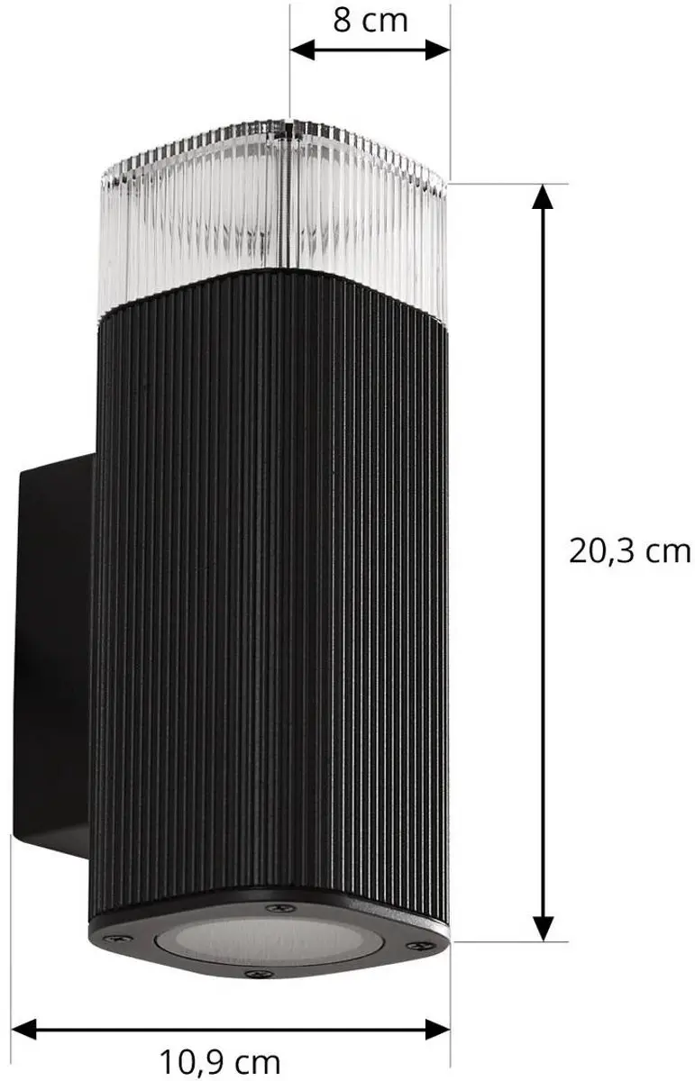 Lindby Wandlamp Buiten 2-lichts Metaal Acryl Zwart