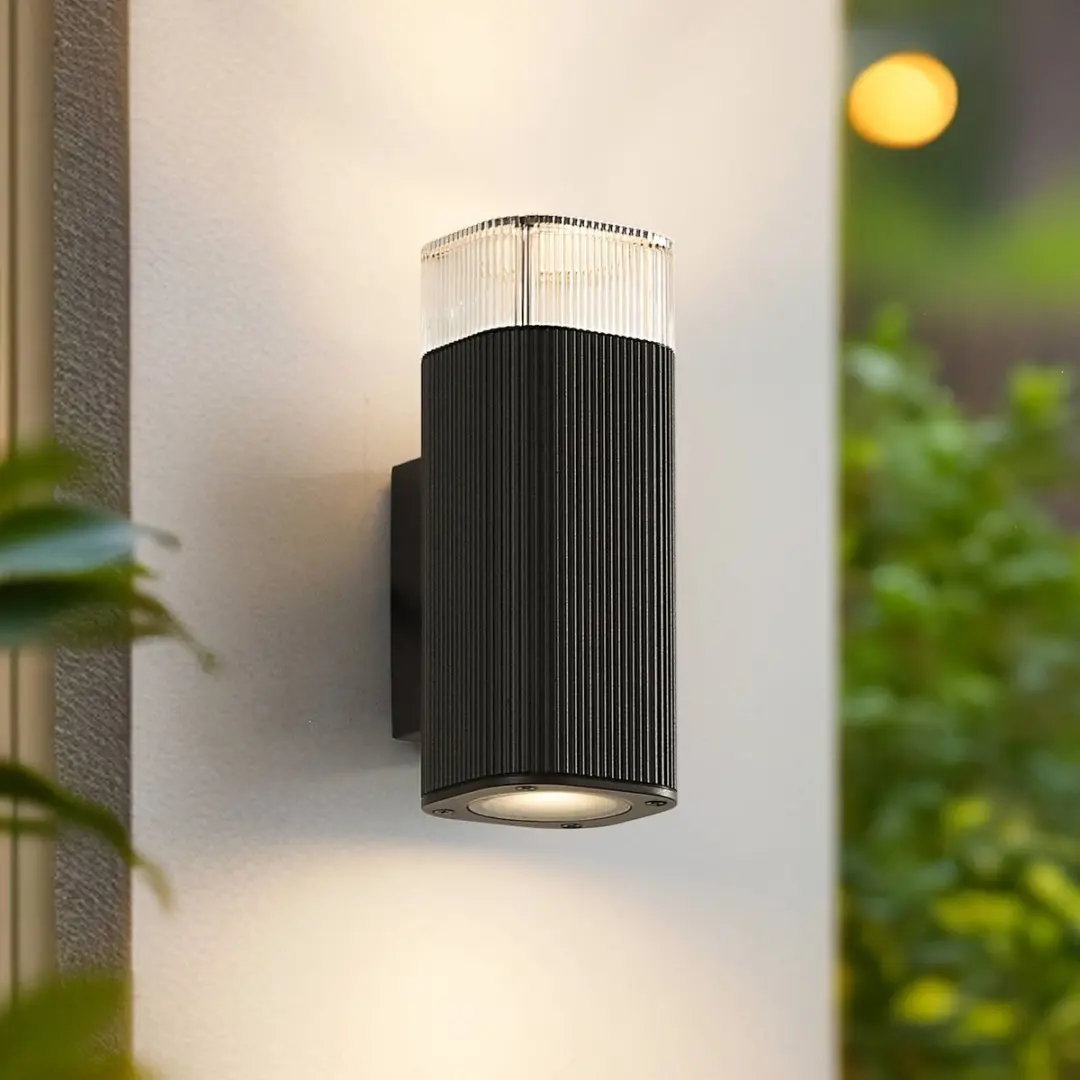 Lindby Wandlamp Buiten 2-lichts Metaal Acryl Zwart