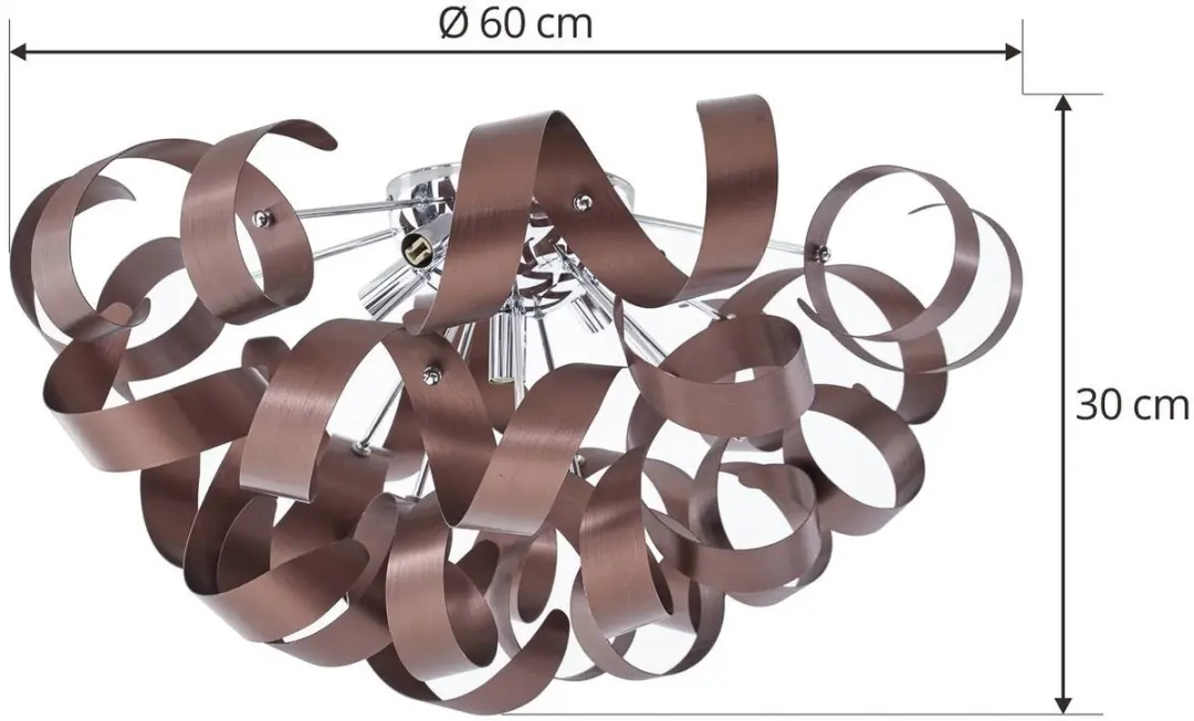 Lucande Plafondlamp 5-Lichts G9 - Ø60cm - Satijn Koper