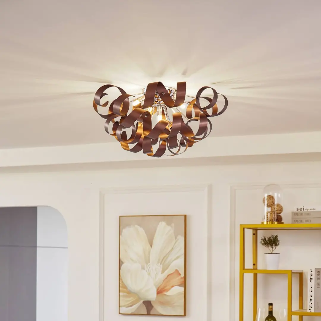 Lucande Plafondlamp 5-Lichts G9 - Ø60cm - Satijn Koper
