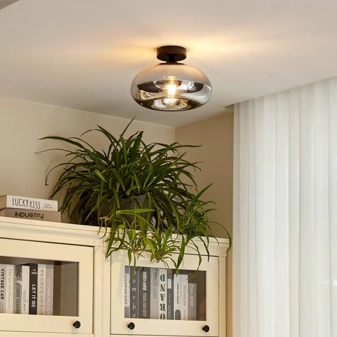 Lindby Plafondlamp Metaal Glas 1 Lichtpunt