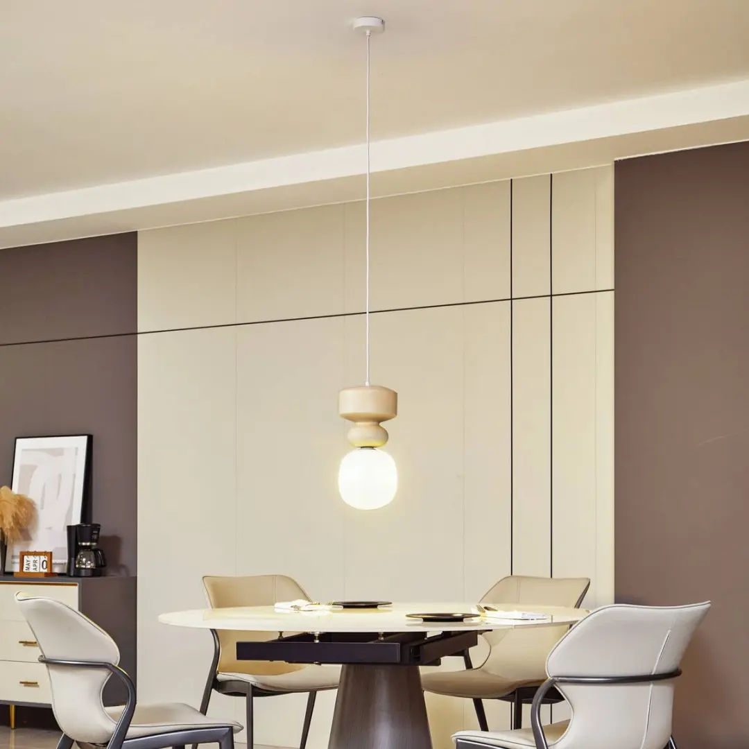 Lucande Hanglamp Keramiek Glas 18cm - E14 - Wit/Geel