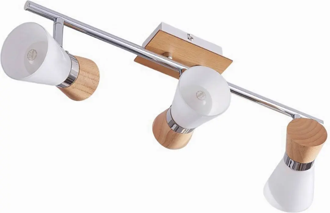Lindby Plafondlamp 3-lichts Hout Glas Metaal - 15cm - E14