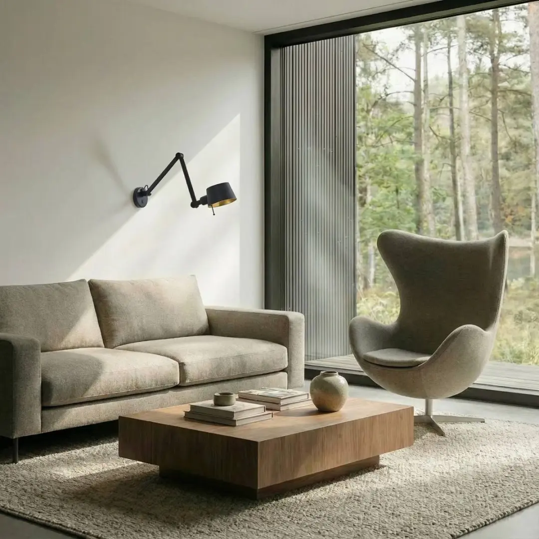 Lucande Wandlamp Metaal 1 Licht E27 - 15W - Zwart/Goud
