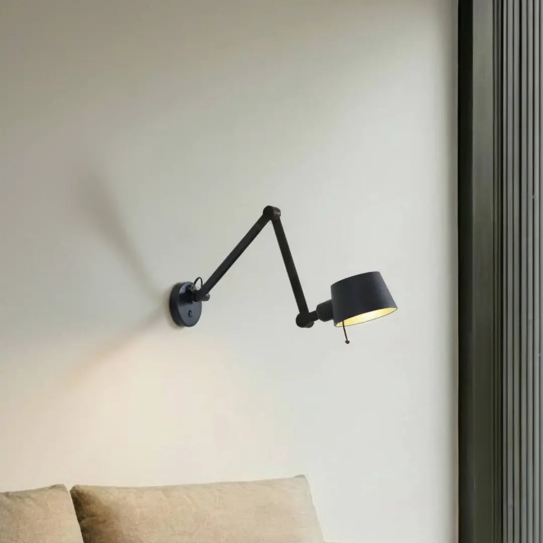 Lucande Wandlamp Metaal 1 Licht E27 - 15W - Zwart/Goud