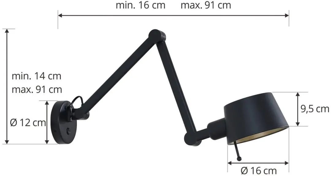 Lucande Wandlamp Metaal 1 Licht E27