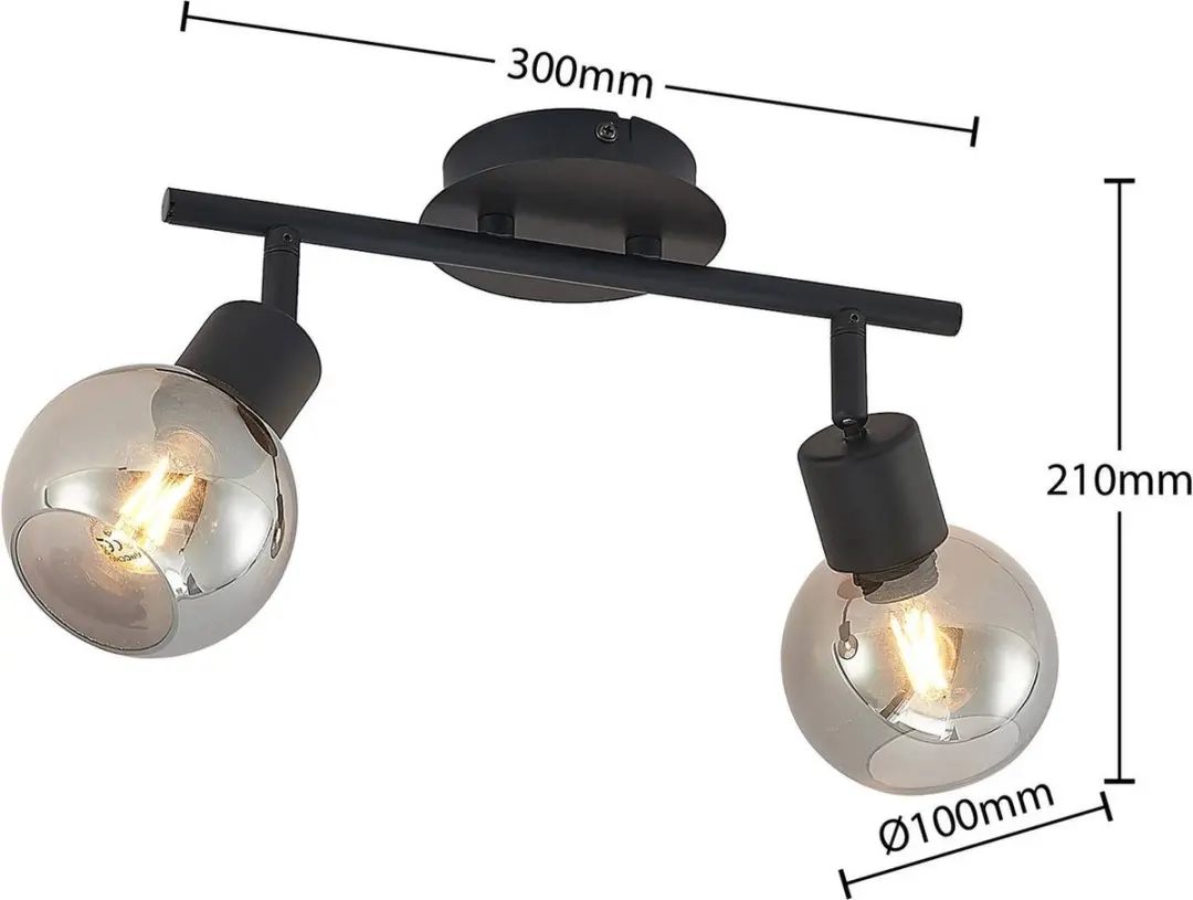 Lindby Buitenspot 2 Lichtpunten E14 - Zwart/Smoke