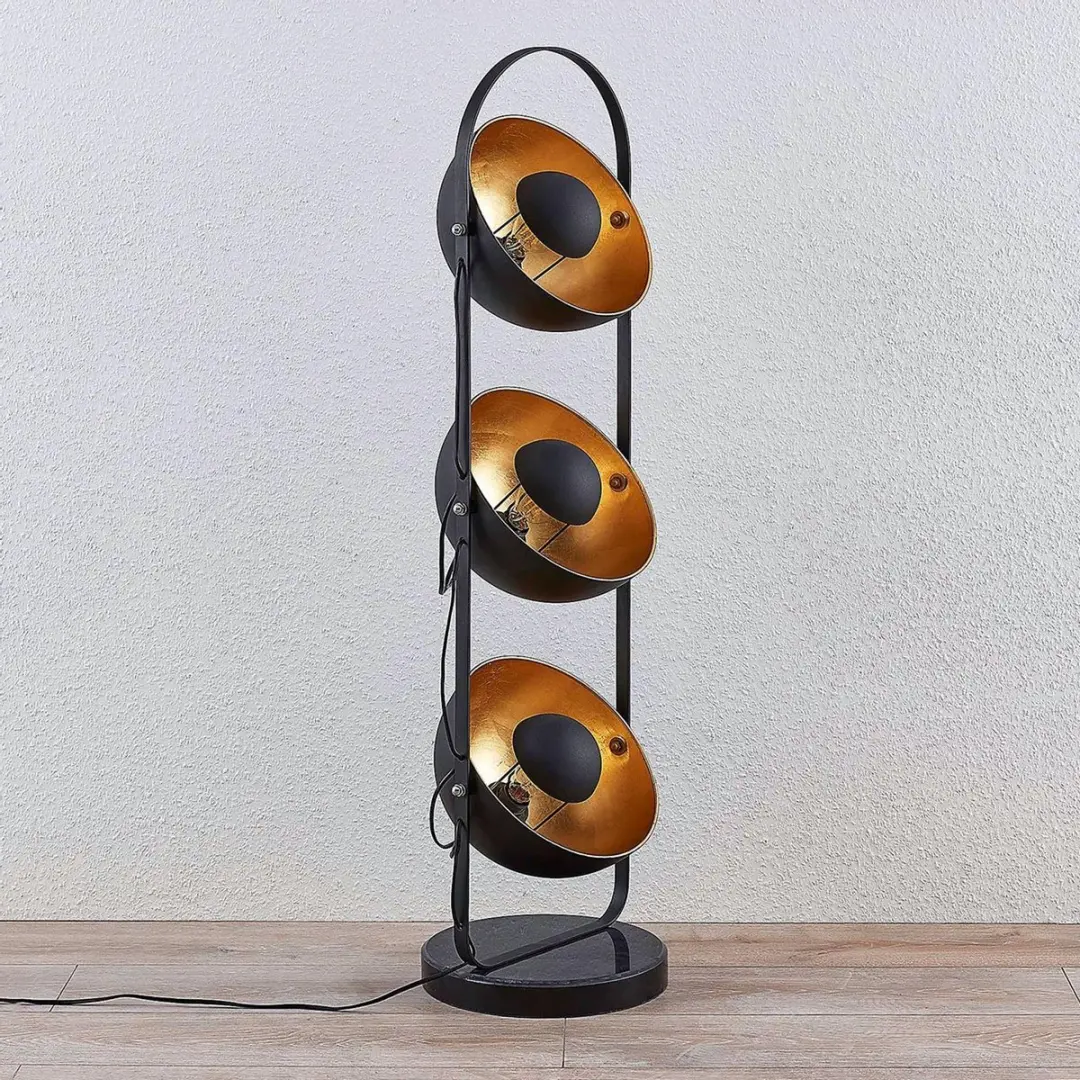Lindby Muriel+ Vloerlamp 3-lichts - Zwart/Goud