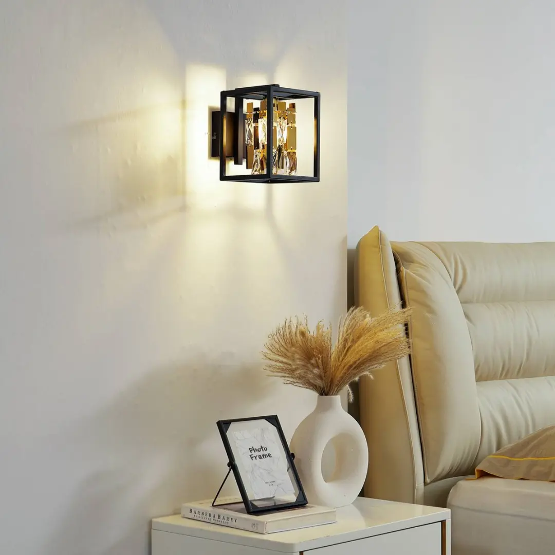 Lucande Wandlamp 1 Licht - Roestvrij Staal/Kristalglas - E14