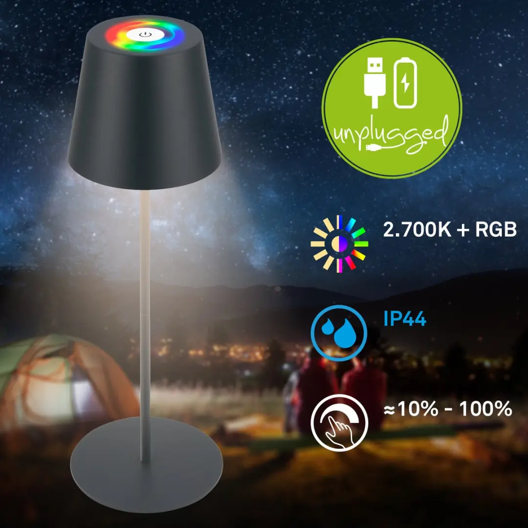 Briloner Calida Oplaadbare Tafellamp RGBW - Antraciet