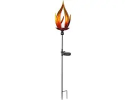 Globo Solarlamp Vlammend Entree - 2 Stuks - Zwart