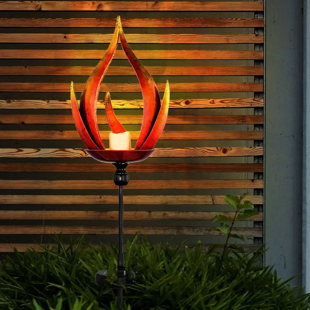 Globo Solarlamp Vlammend Entree - 2 Stuks - Zwart