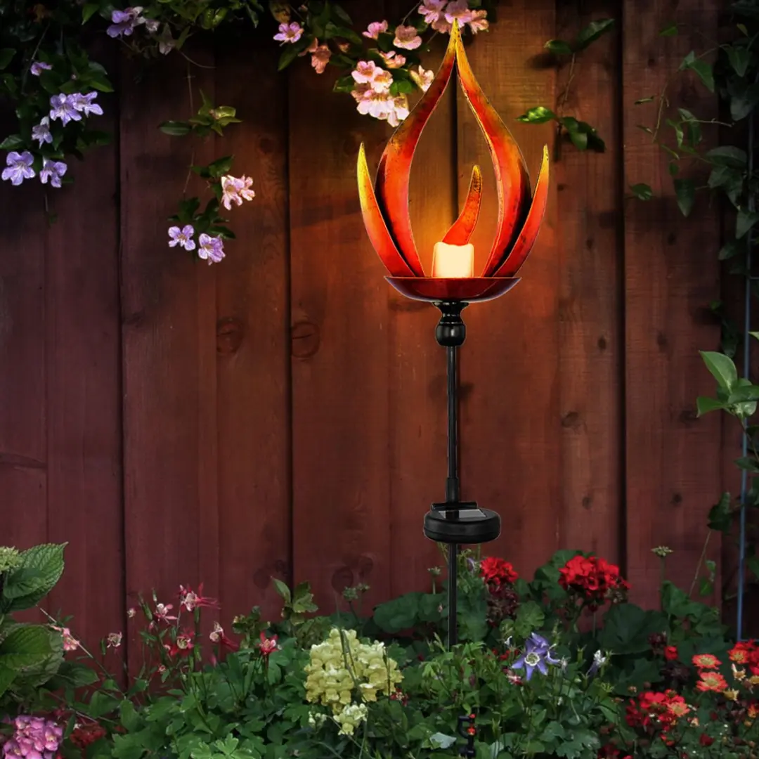 Globo Solarlamp Vlammend Entree - 2 Stuks - Zwart