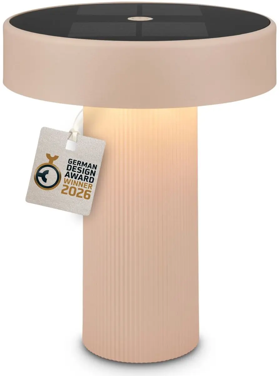 Briloner Poga Oplaadbare Tafellamp - Zonne-energie Ø16cm - Beige