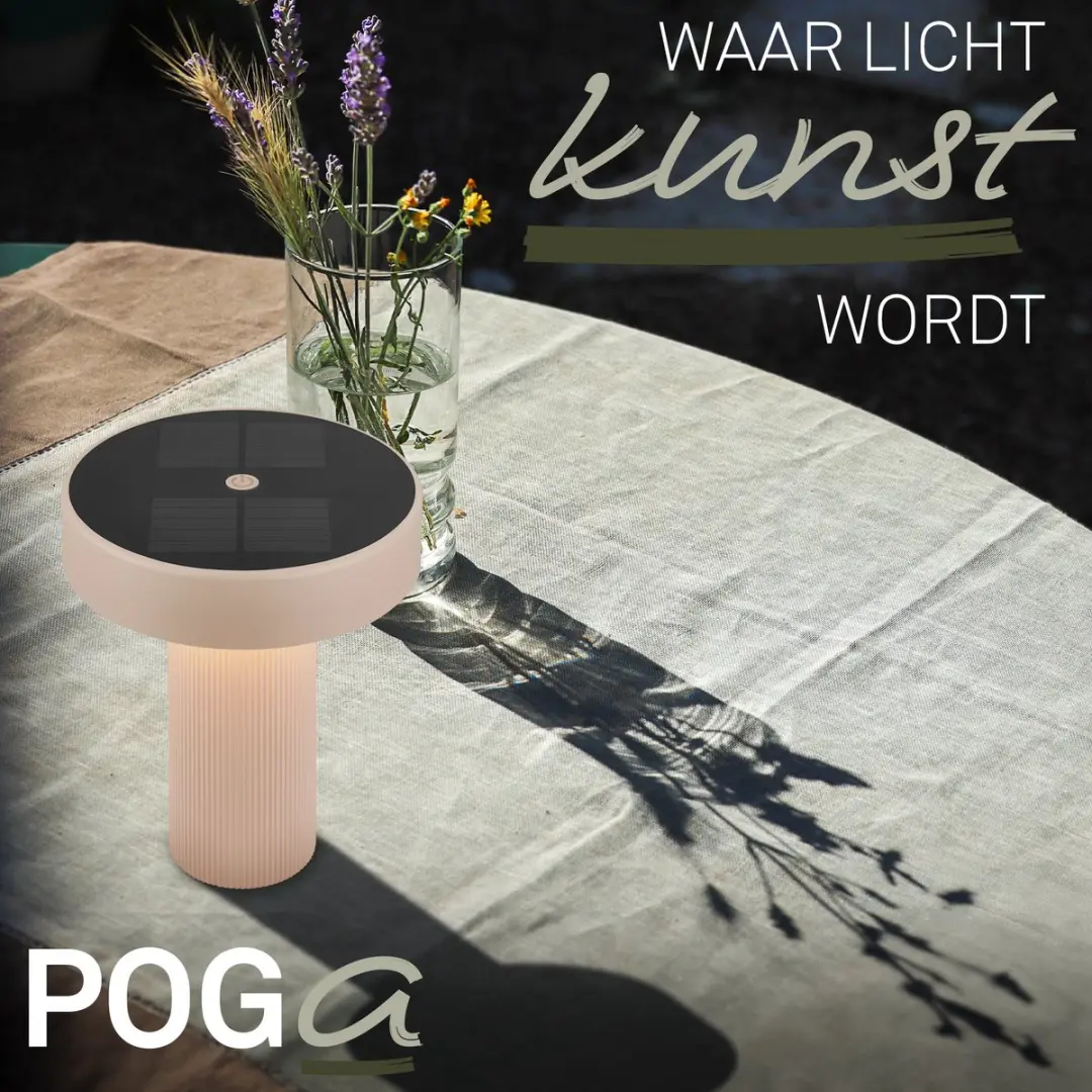 Briloner Poga Oplaadbare Tafellamp - Zonne-energie Ø16cm - Beige