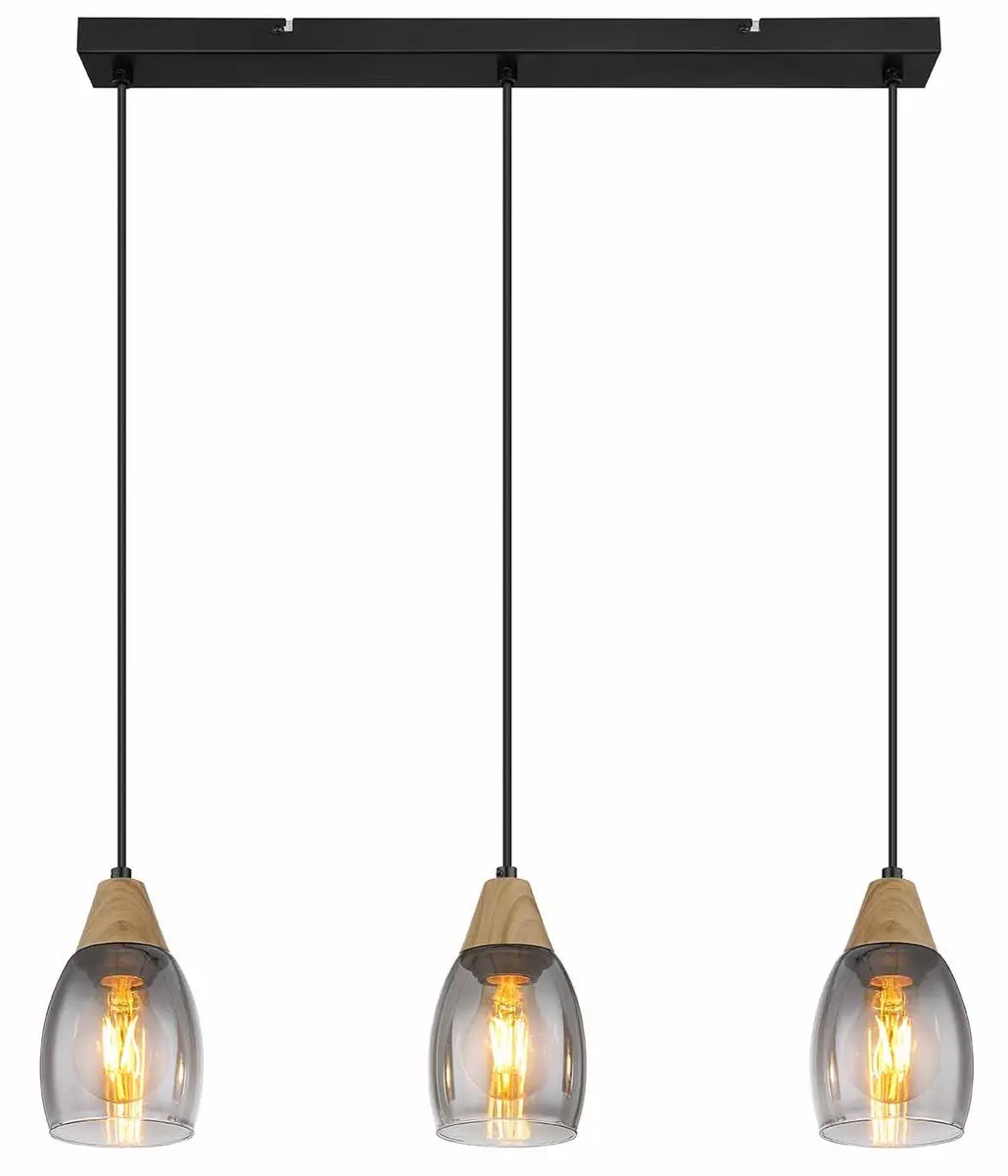 Globo Reid Hanglamp 3xE27 - Zwart - Ø10cm