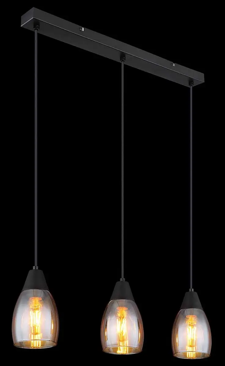 Globo Reid Hanglamp 3xE27 - Zwart - Ø10cm