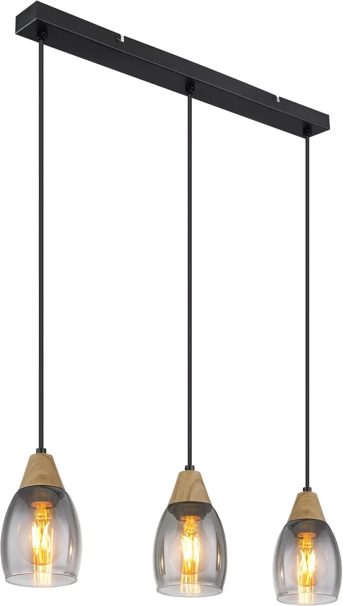 Globo Reid Hanglamp 3xE27 - Zwart - Ø10cm
