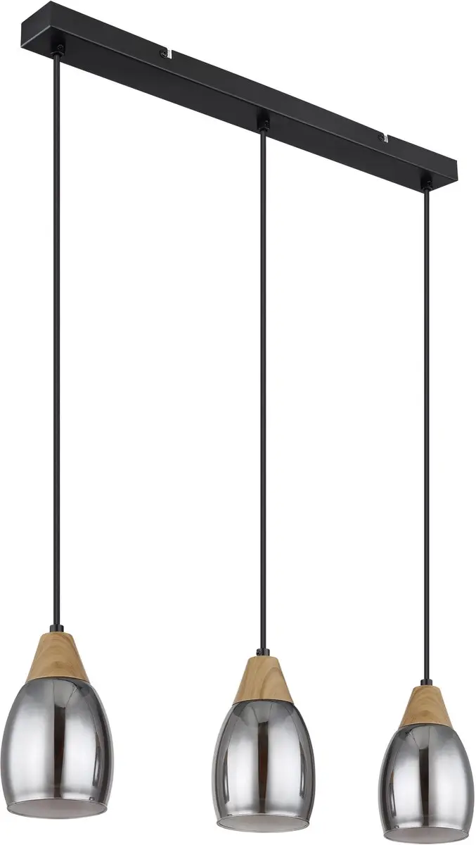 Globo Reid Hanglamp 3xE27 - Zwart - Ø10cm - afbeelding 6 van 6