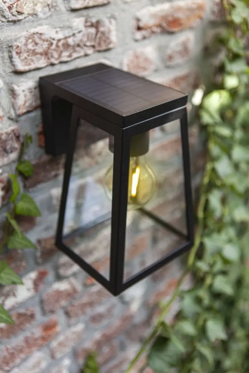 Lutec Flair Solar Wandlamp E27 - Zwart