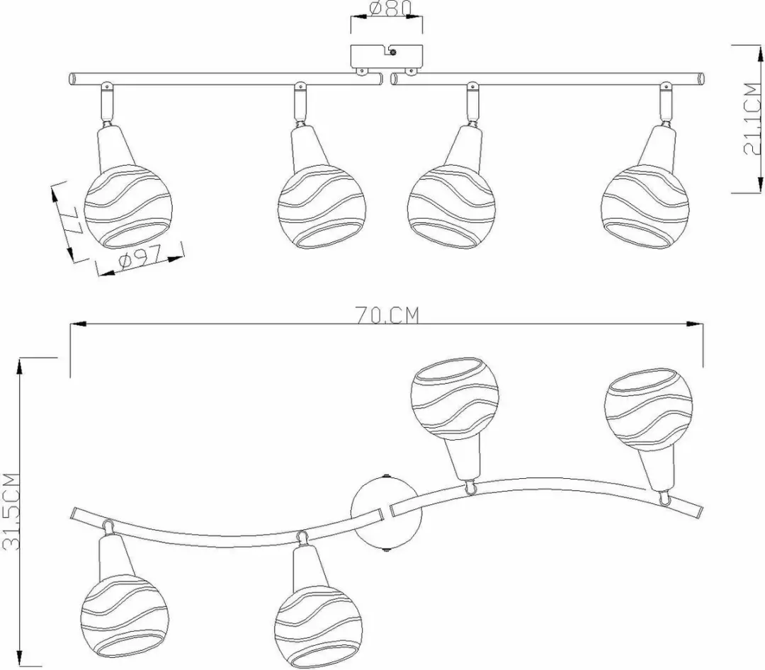 Globo Roman Opbouwspot 4x E14 Nikkel - 10cm