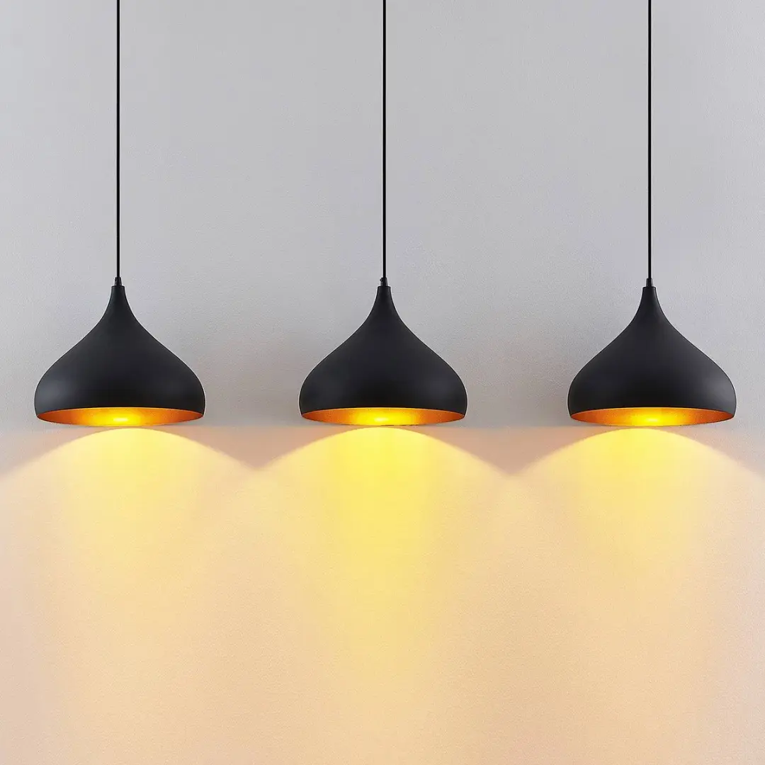 Lindby Hanglamp 3-Lichts Staal/Aluminium - Zwart/Goud