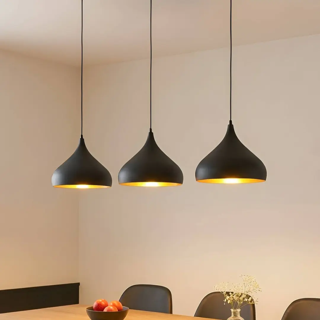 Lindby Hanglamp 3-Lichts Staal/Aluminium - Zwart/Goud