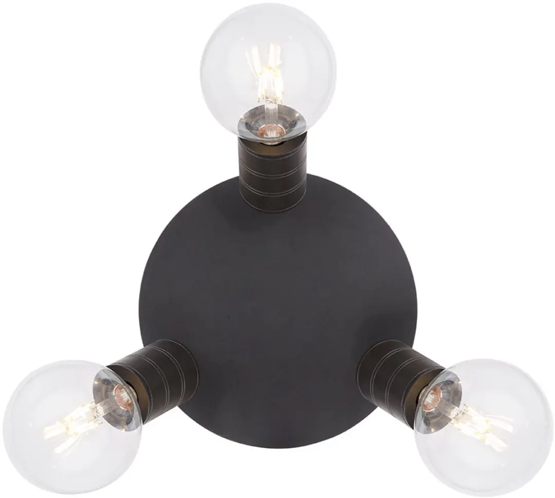 Globo Plafondlamp 3 Vlammen Zwenkbaar - 3x E27 - Ø28cm Zwart - afbeelding 6 van 6