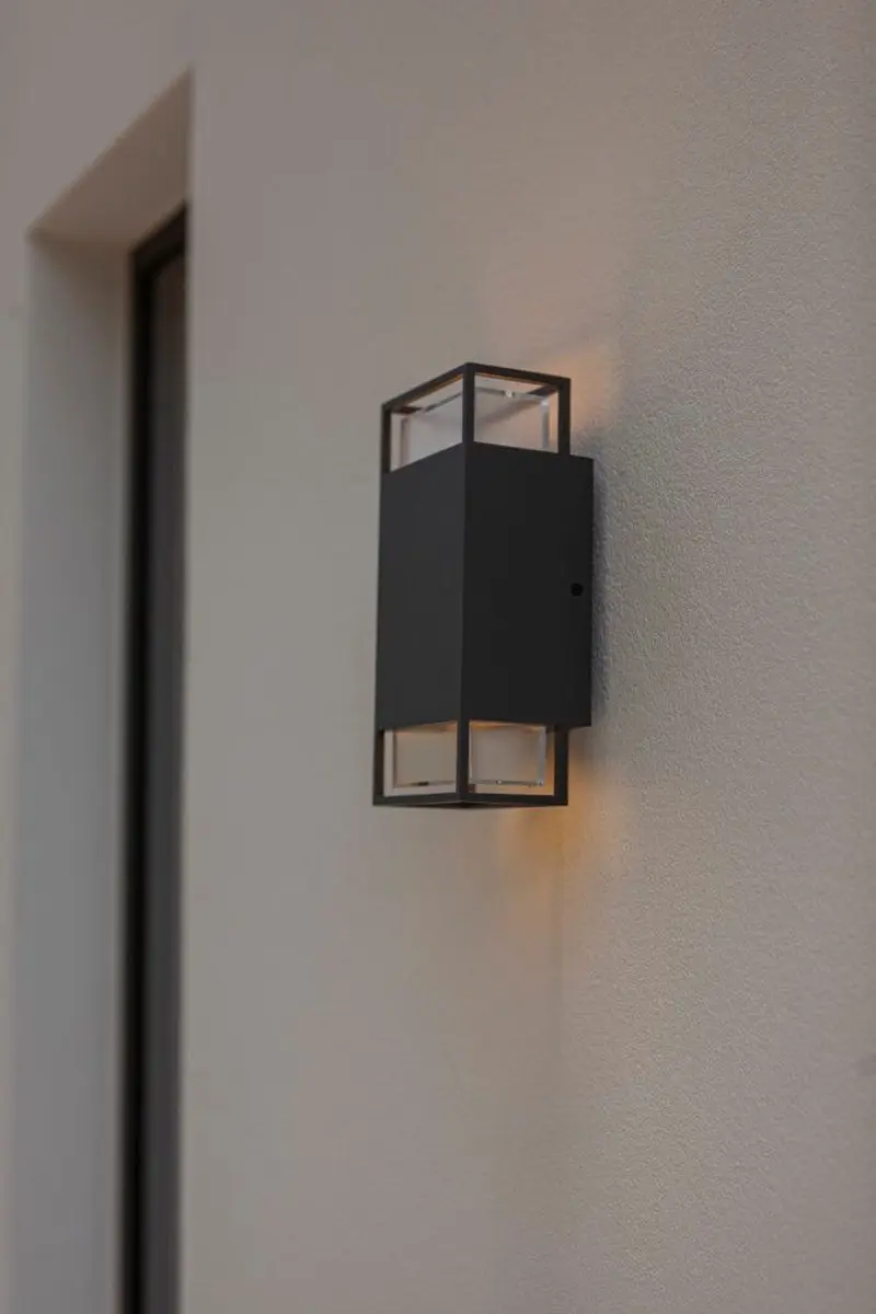 Lutec Ridge Wandlamp Buiten Donkergrijs - 2x GU10