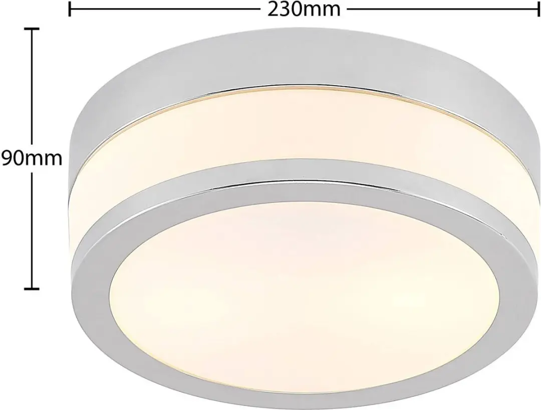 Lindby Plafondlamp Badkamer 23cm - 2x E27 - IP44 - Chroom/Opaalwit