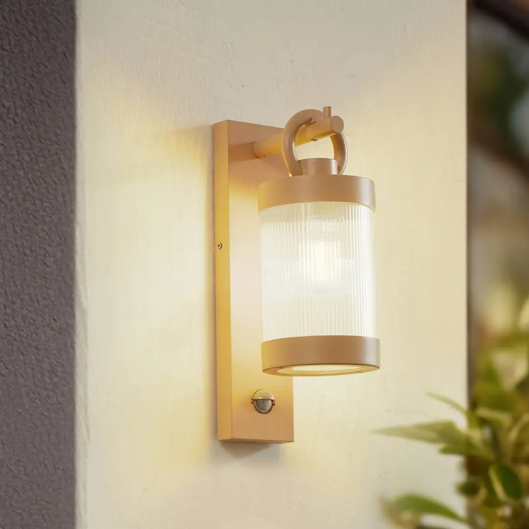 Lindby Wandlamp Buiten 1 Licht E27 - 35cm - Beige/Transparant