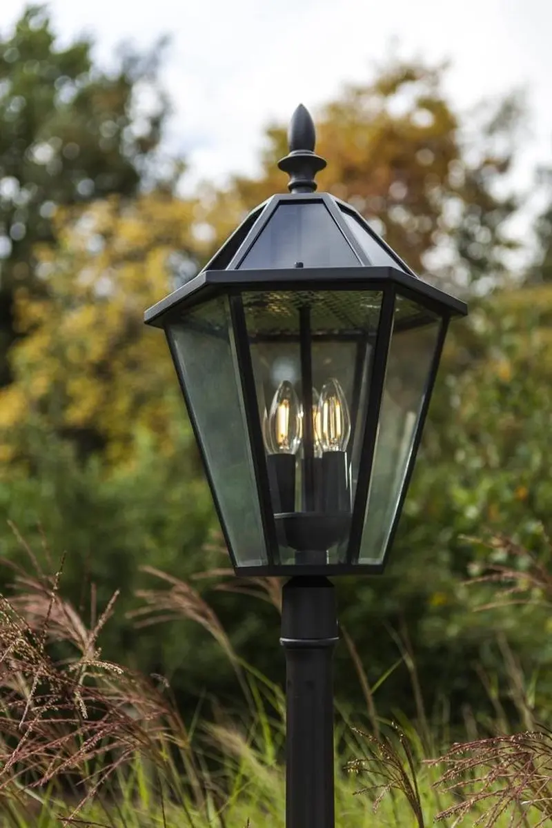 Lutec London Solar Lantaarnpaal - 3x6W - Zwart
