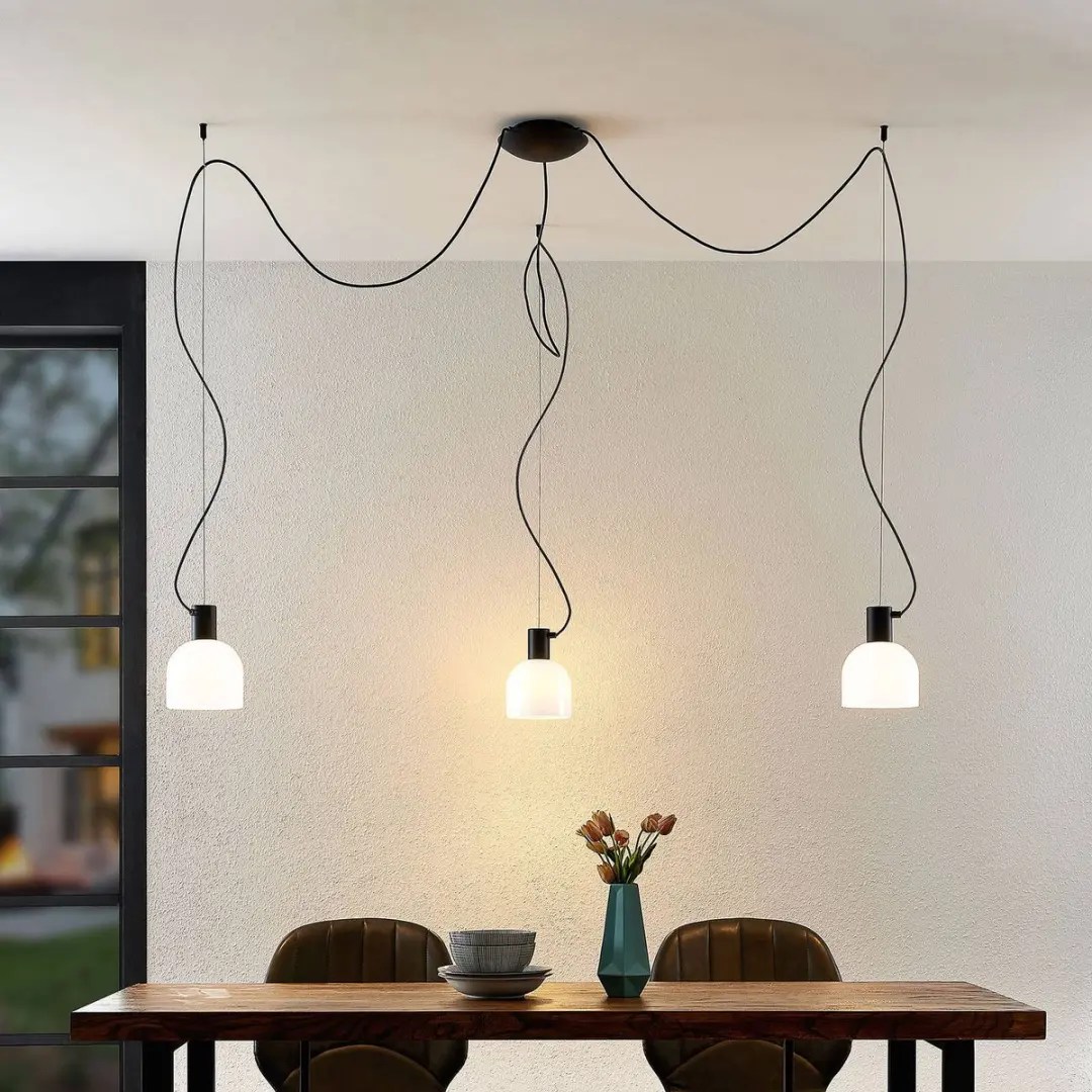 Lucande Hanglamp 3-lichts E27 - 15cm - Wit/Zwart