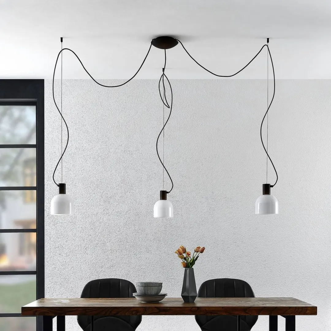 Lucande Hanglamp 3-lichts E27 - 15cm - Wit/Zwart