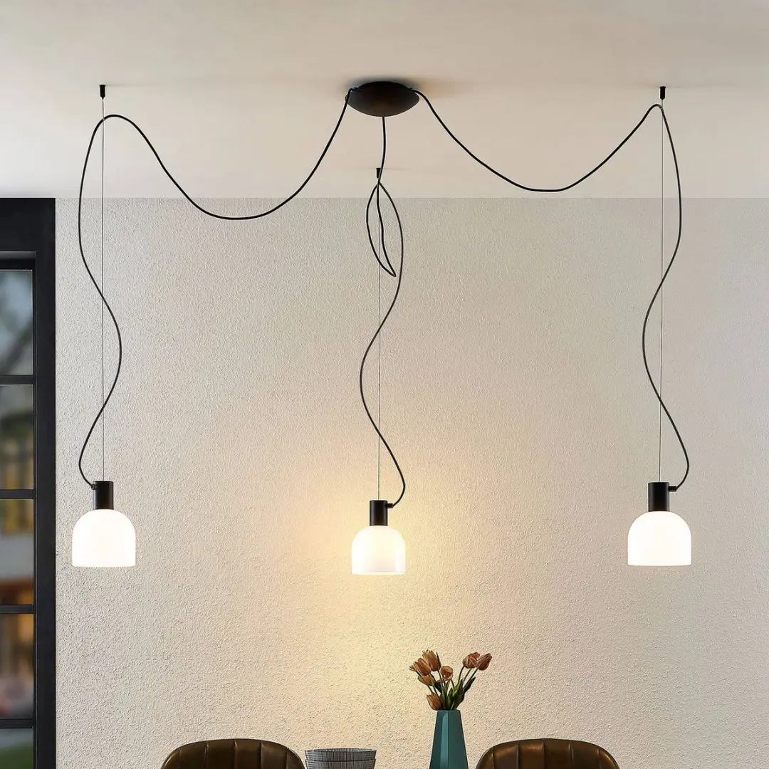 Lucande Hanglamp 3-lichts E27 - 15cm - Wit/Zwart