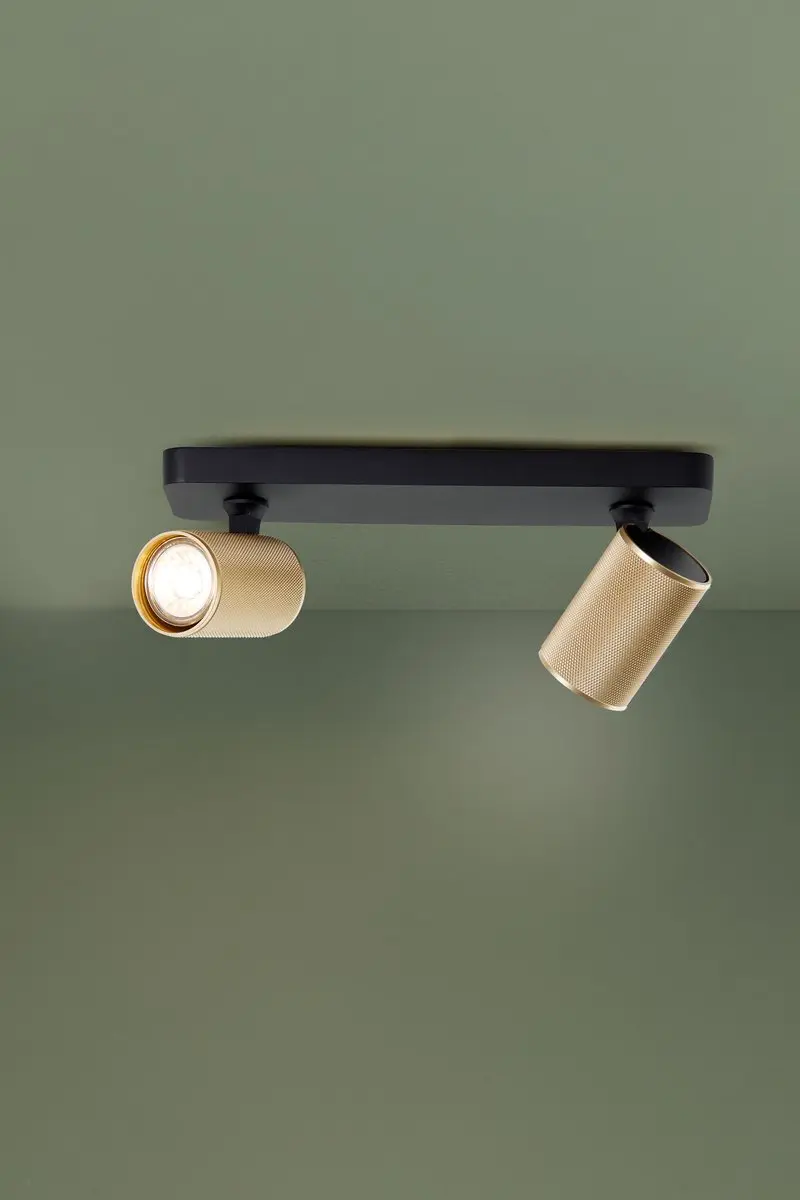 Brilliant Marty Plafondspot GU10 2x5W 3000K - Zwart/Goud - afbeelding 6 van 6
