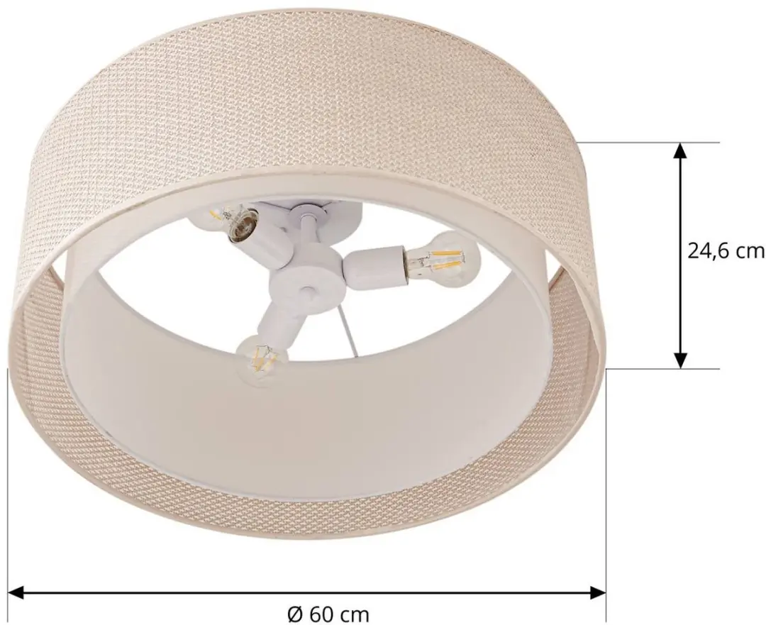 Lindby Plafondlamp 3 Lichtpunten 60cm - Beige