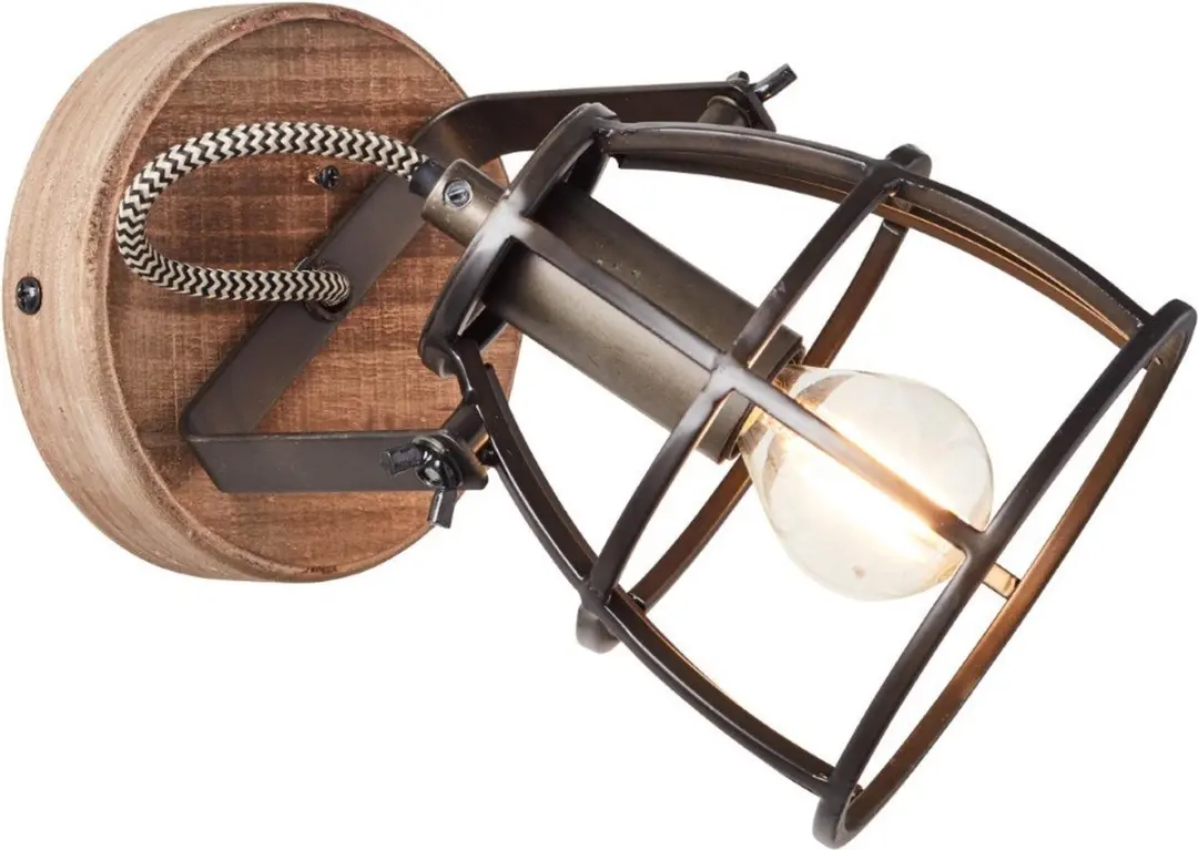 Brilliant Matrix Plafondspot E14 - 1x28W - Zwart/Hout - afbeelding 6 van 6