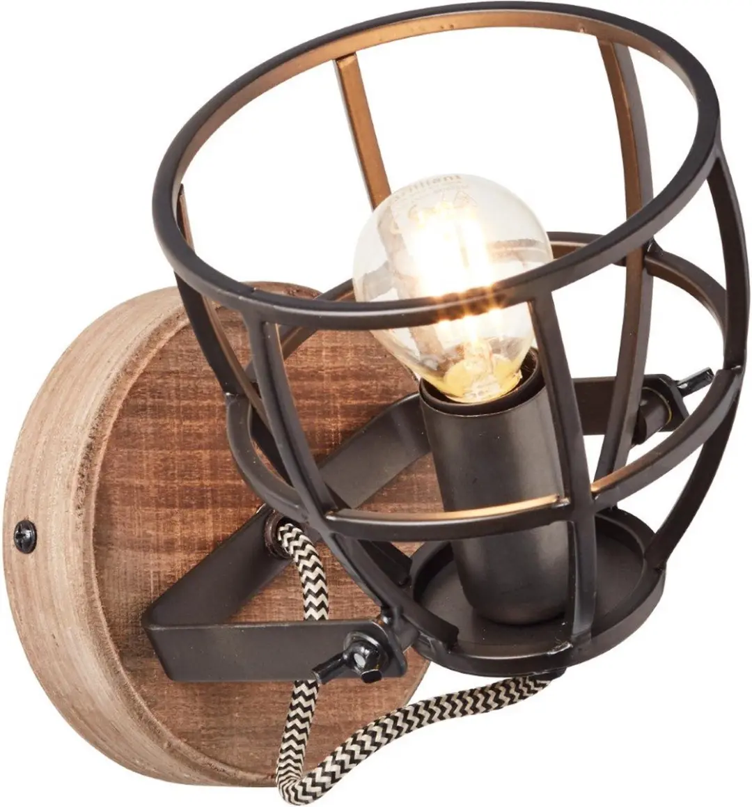 Brilliant Matrix Plafondspot E14 - 1x28W - Zwart/Hout