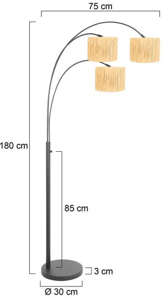 Steinhauer Sparkled Light 3830ZW Vloerlamp - 3x40W Warm Wit - afbeelding 6 van 6