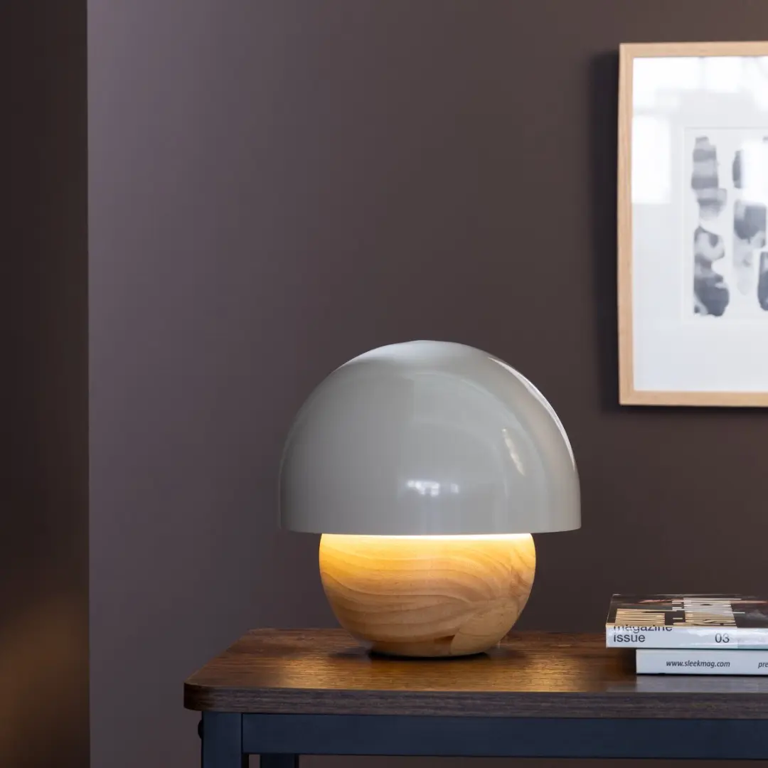 Brilliant Nalam Tafellamp 20cm - Licht hout/grijs - E14 40W