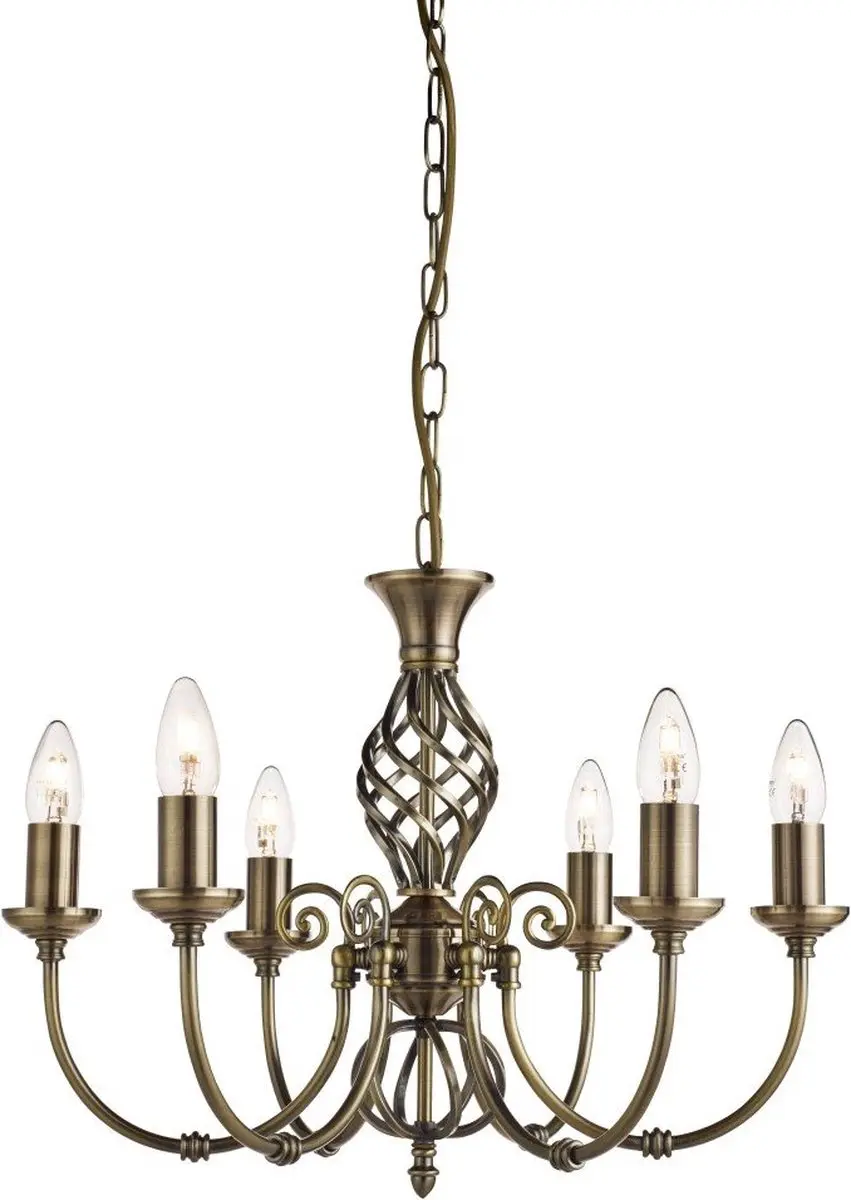 Searchlight Zanzibar Kroonluchter 6 Lichts - Brons